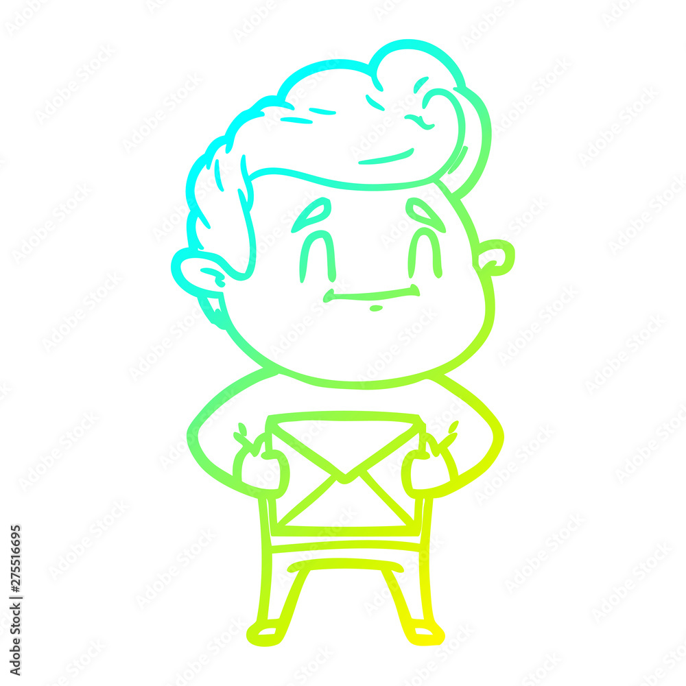 cold gradient line drawing happy cartoon man cold gradient line drawing happy cartoon man