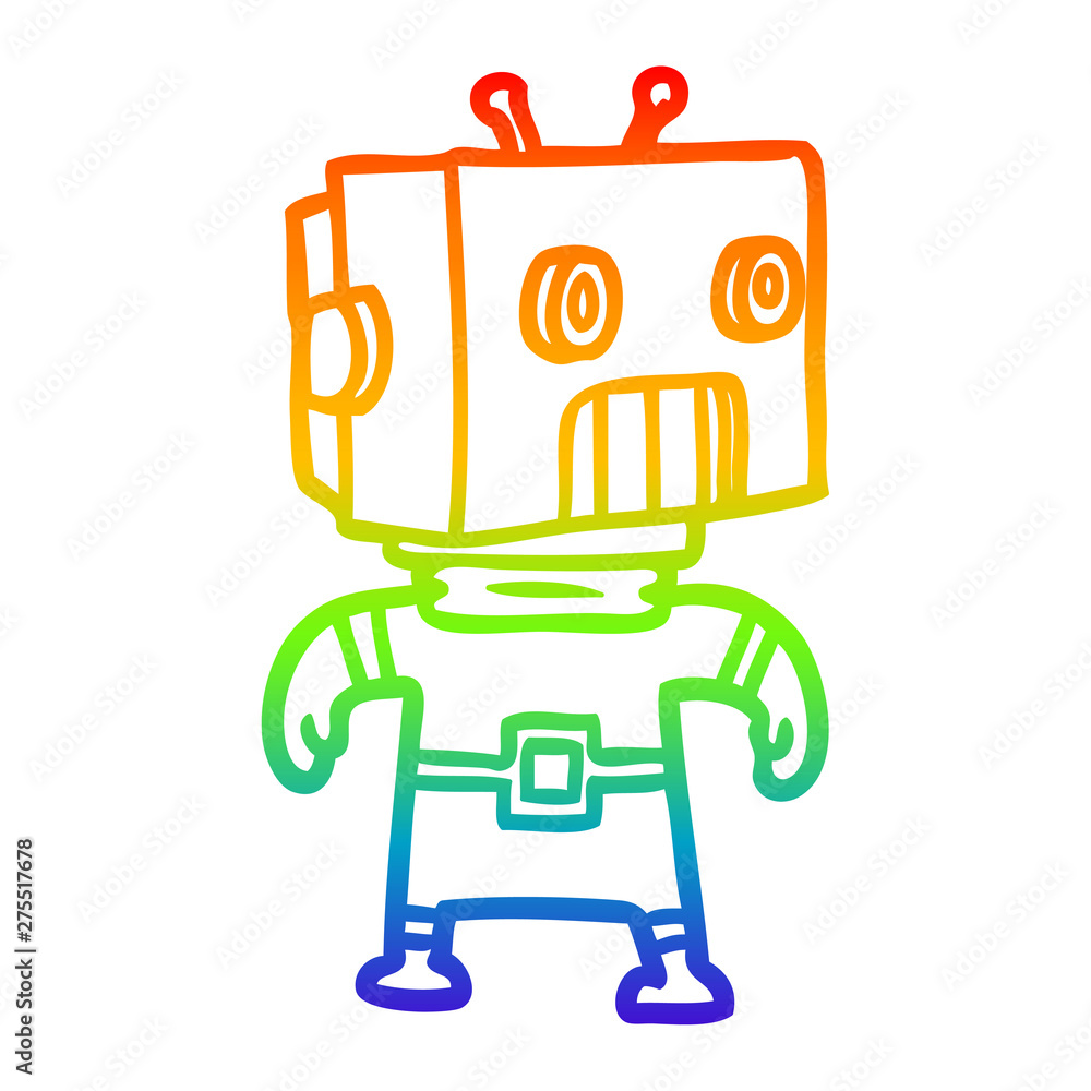 rainbow gradient line drawing cartoon robot rainbow gradient line drawing cartoon robot