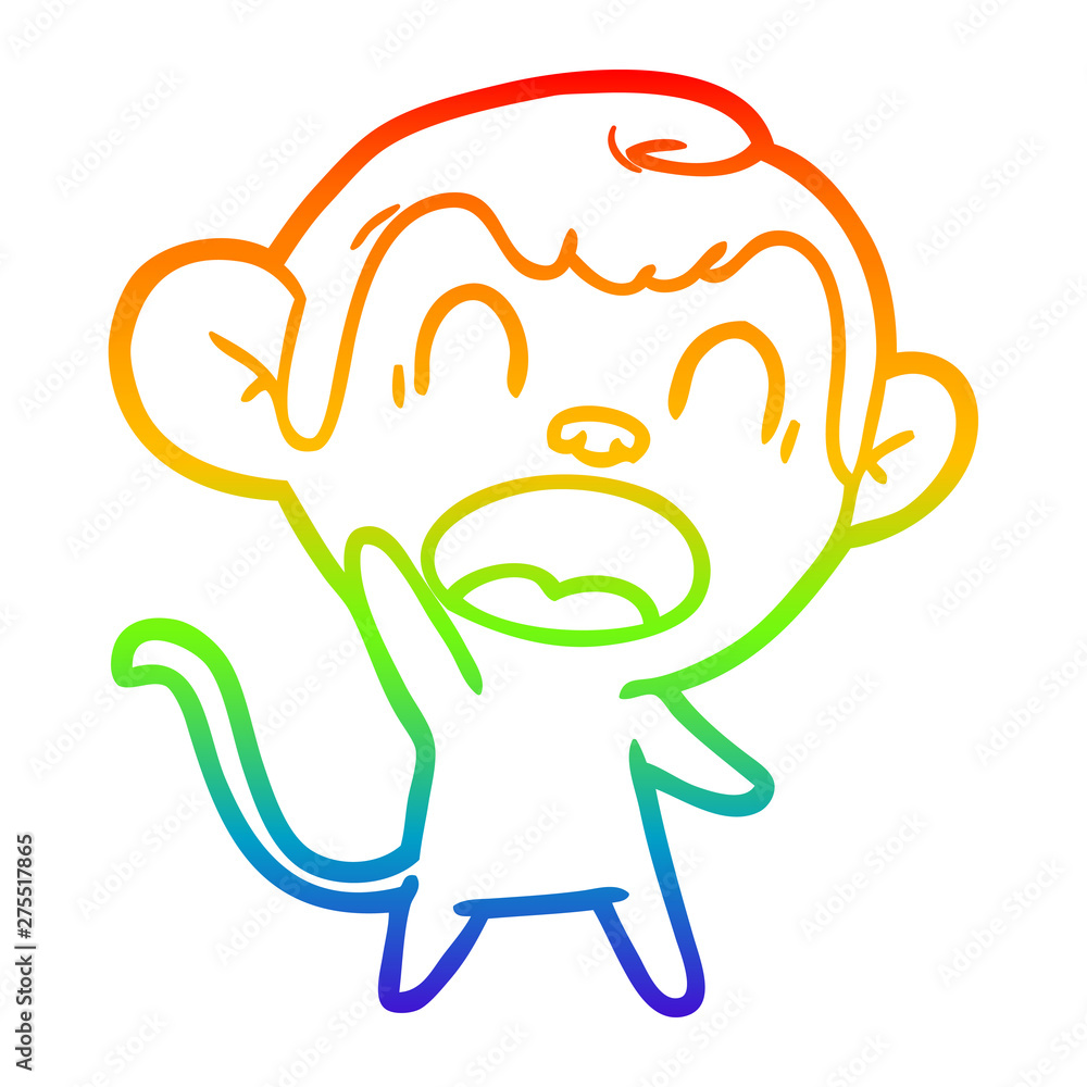 rainbow gradient line drawing shouting cartoon monkey rainbow gradient line drawing shouting cartoon monkey