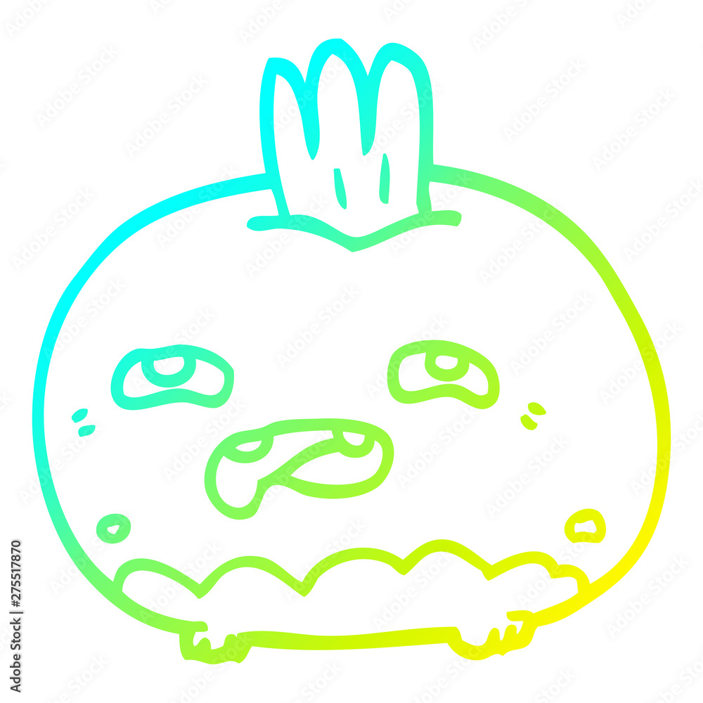 cold gradient line drawing cartoon happy root vegetable