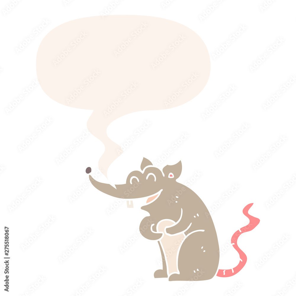 cartoon rat and speech bubble in retro style cartoon rat and speech bubble in retro style