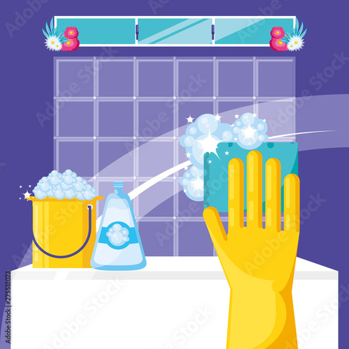 housekeeping tools with glove plastic