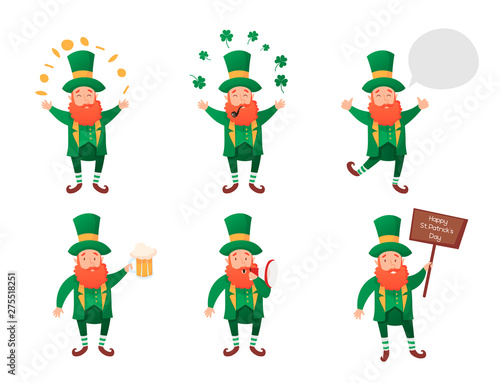Leprechaun, Vector Illustration, St. Patrick's Day, Isolated Objects for Design, Vector Illustration, Set of Characters 1