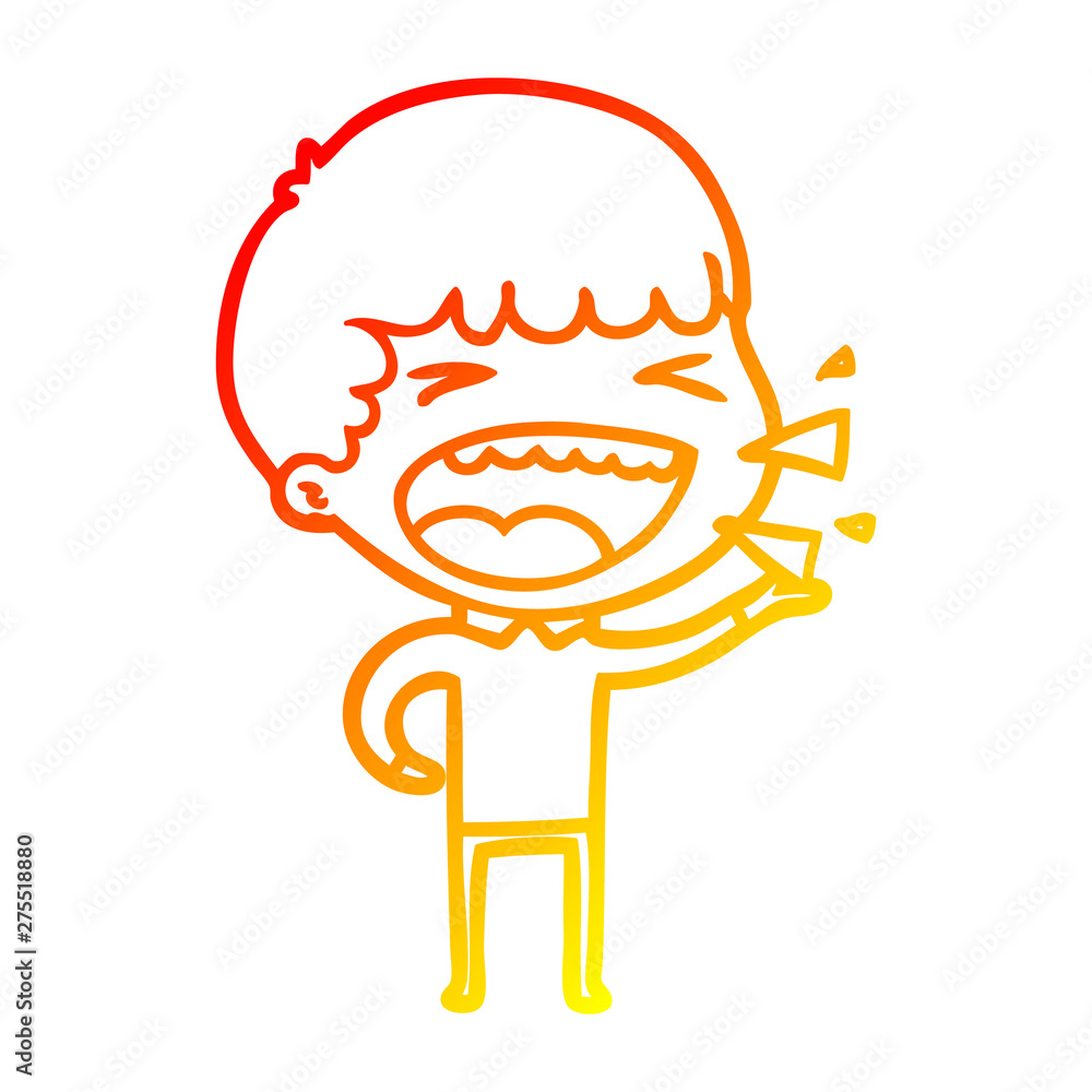 Obraz premium warm gradient line drawing cartoon laughing man