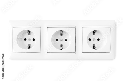 Triple electrical outlet isolated with clipping path