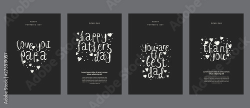 Chalk doodle Father's day cards set, templates kit, universal elements