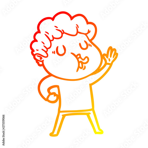 warm gradient line drawing cartoon man singing