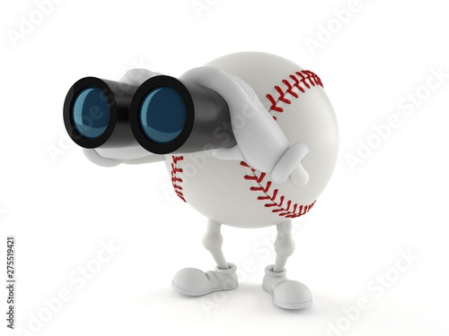 Baseball character looking through binoculars