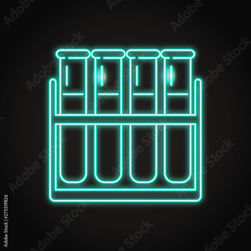 Test tube icon in neon line style