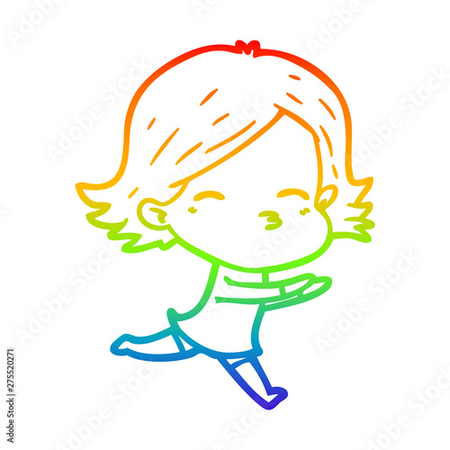 rainbow gradient line drawing cartoon woman