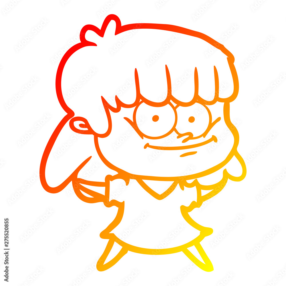 warm gradient line drawing cartoon girl smiling warm gradient line drawing cartoon girl smiling