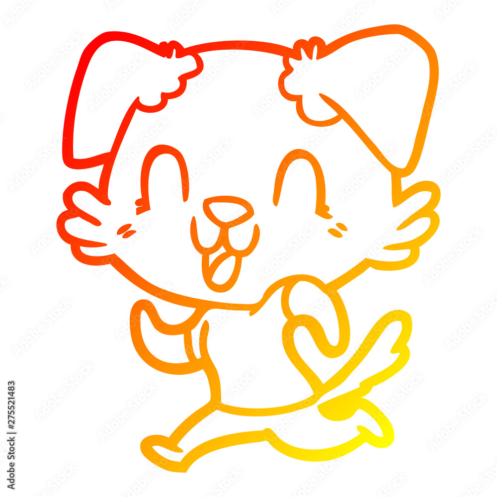 warm gradient line drawing laughing cartoon dog jogging warm gradient line drawing laughing cartoon dog jogging