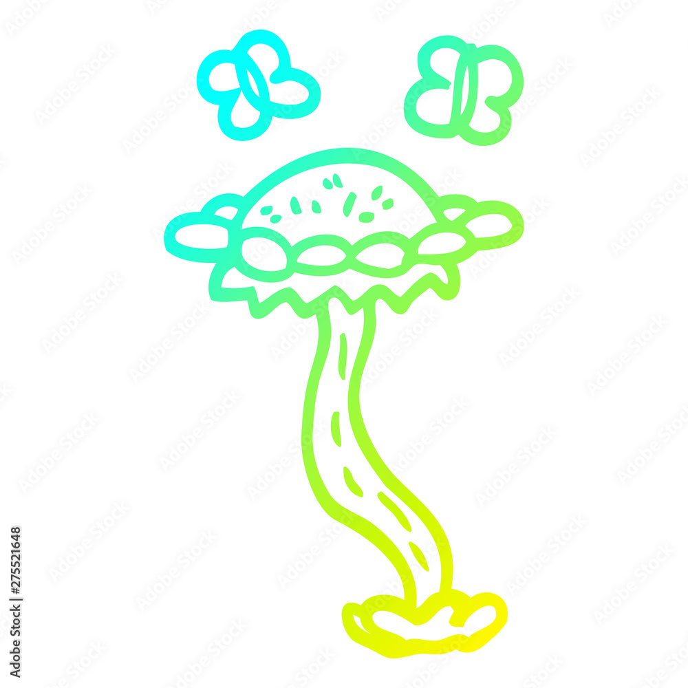 cold gradient line drawing cartoon flower and butterflies cold gradient line drawing cartoon flower and butterflies