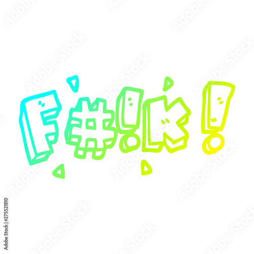 cold gradient line drawing cartoon swear word