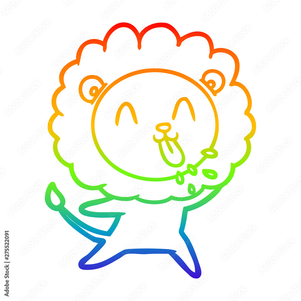 rainbow gradient line drawing happy cartoon lion rainbow gradient line drawing happy cartoon lion