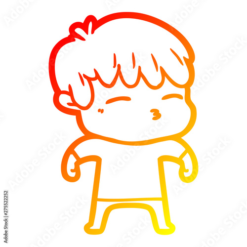 warm gradient line drawing cartoon curious boy