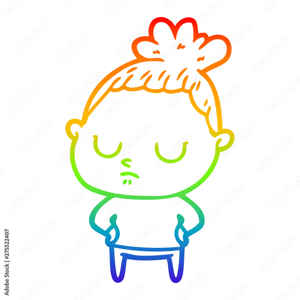 rainbow gradient line drawing cartoon calm woman rainbow gradient line drawing cartoon calm woman