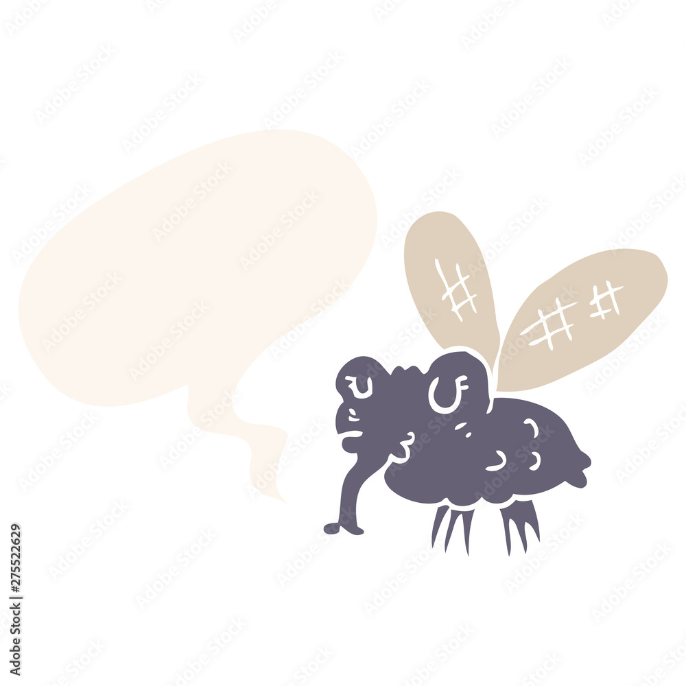 cartoon fly and speech bubble in retro style cartoon fly and speech bubble in retro style