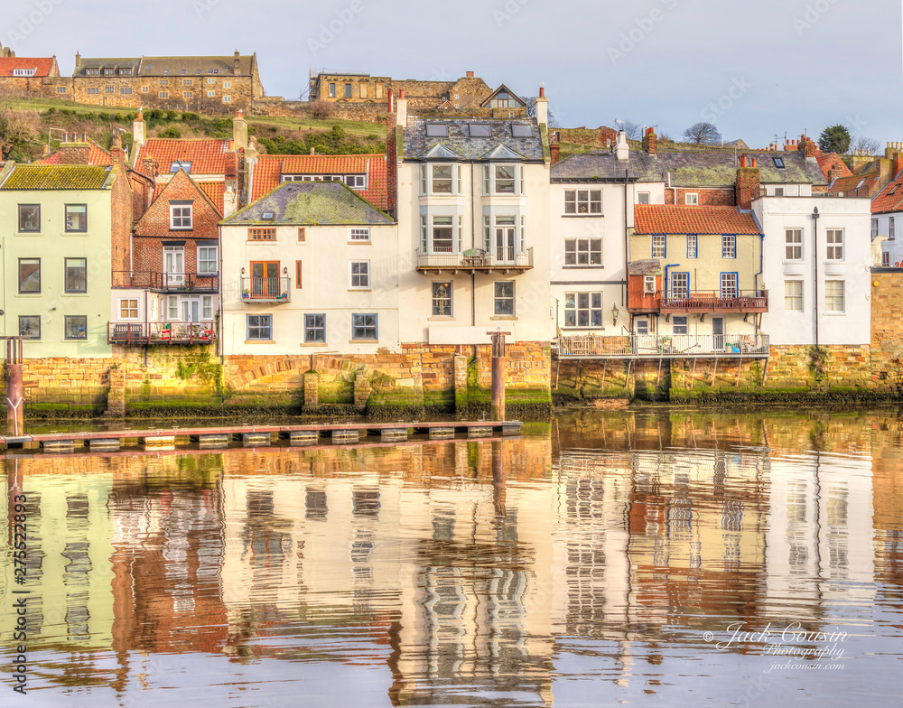 Reflections in Whitby harbour.