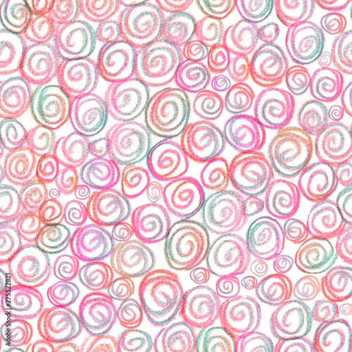 seamless pattern  hand illustration  curls and circles. Design for fabric  wallpaper  wrapping paper  prints.