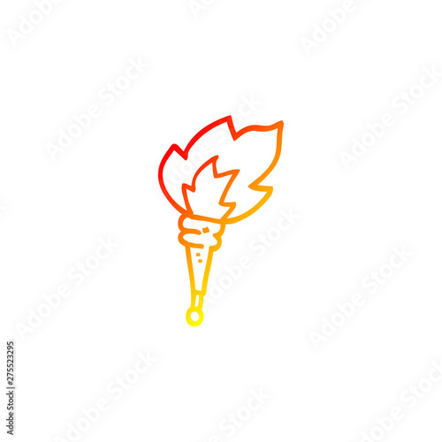 warm gradient line drawing cartoon flaming torch