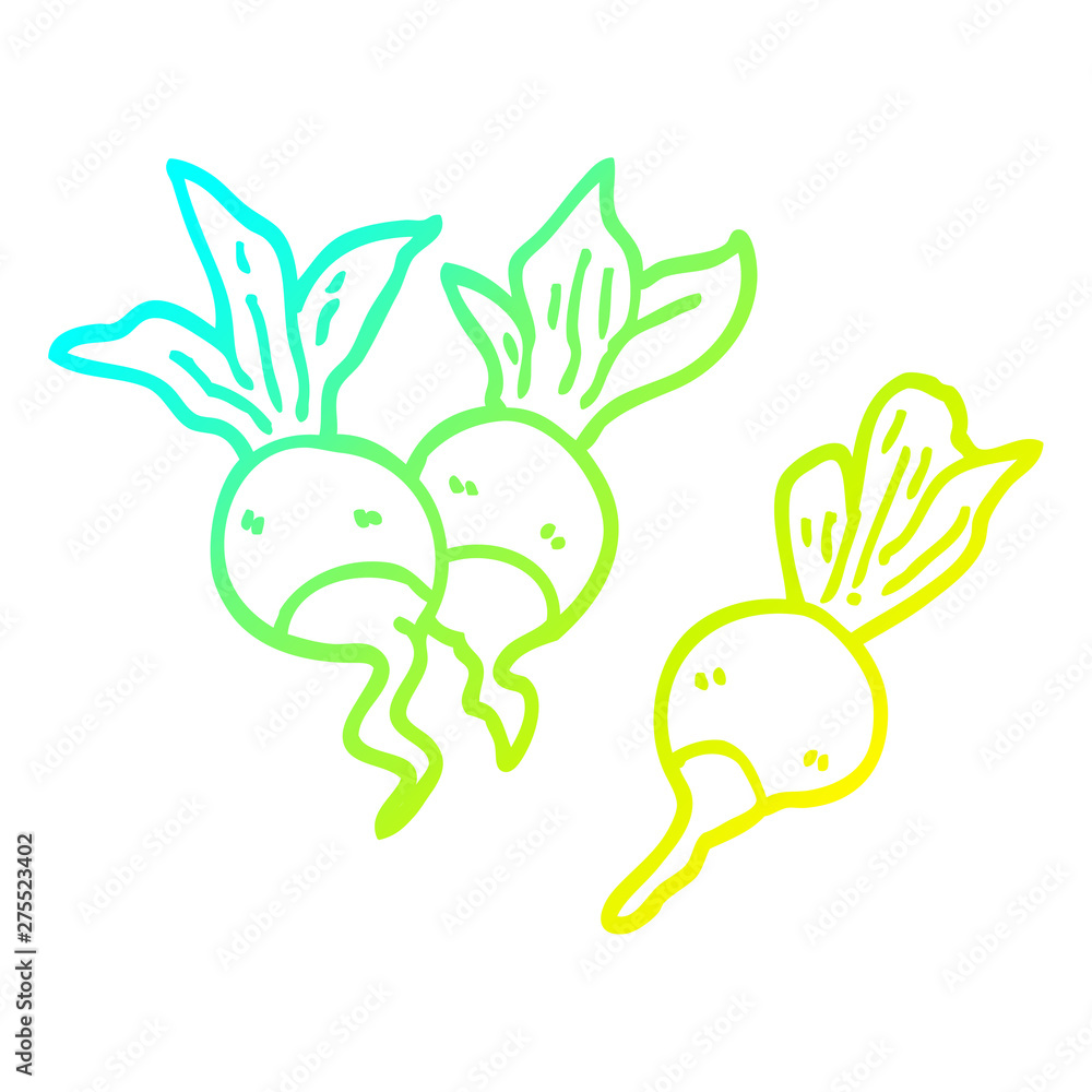 Obraz premium cold gradient line drawing cartoon healthy radish
