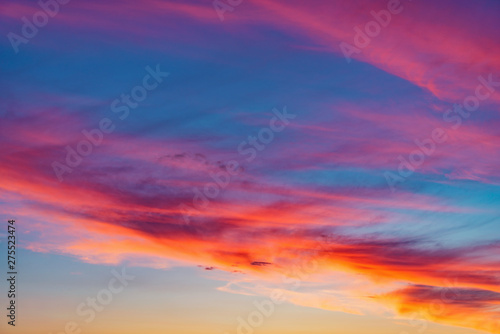 Amazing cloudscape on the sky at sunset.