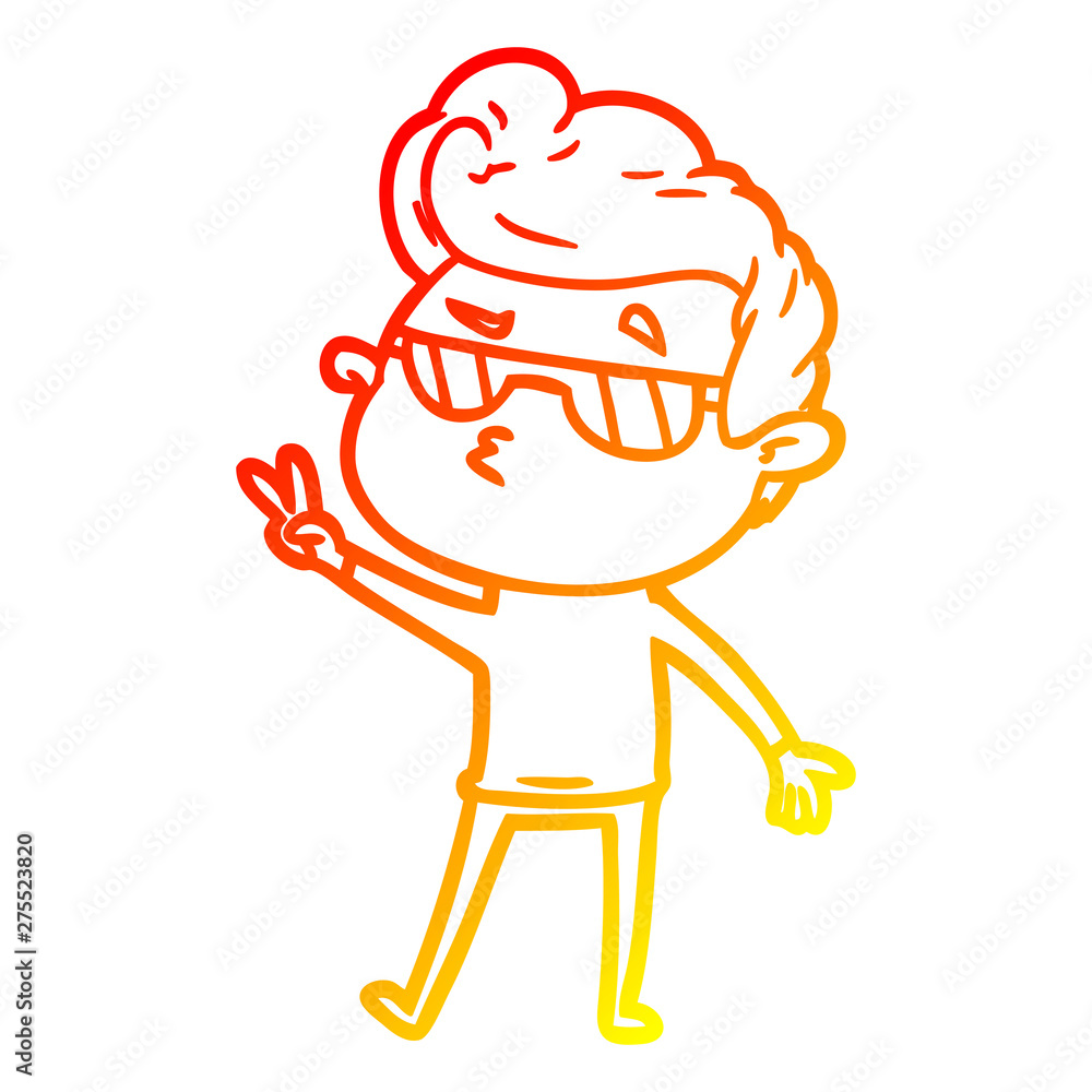 Fototapeta premium warm gradient line drawing cartoon cool guy