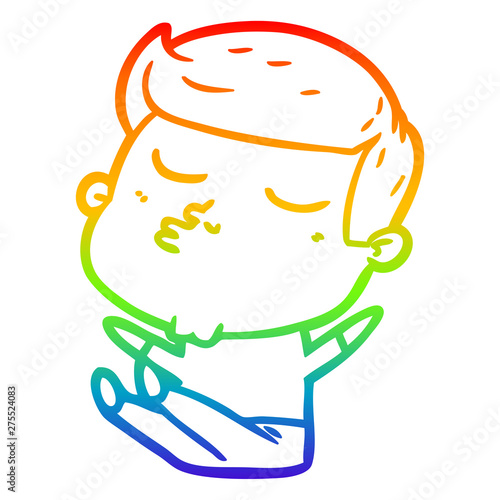 rainbow gradient line drawing cartoon model guy pouting