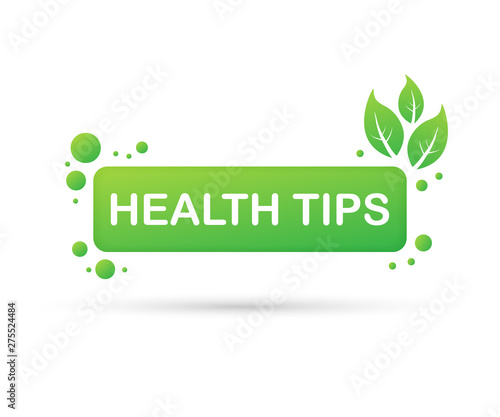 Health tips, badge, icon on white background. Vector stock illustration.
