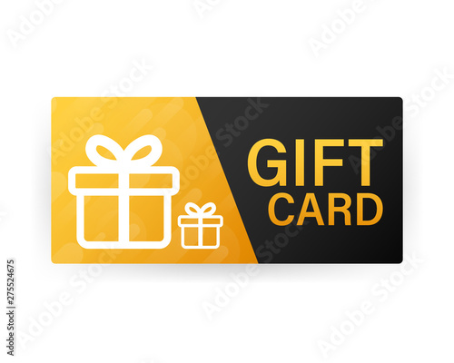 Template red and blue gift card. Promo code. Vector Gift Voucher with Coupon Code. Vector stock illustration.