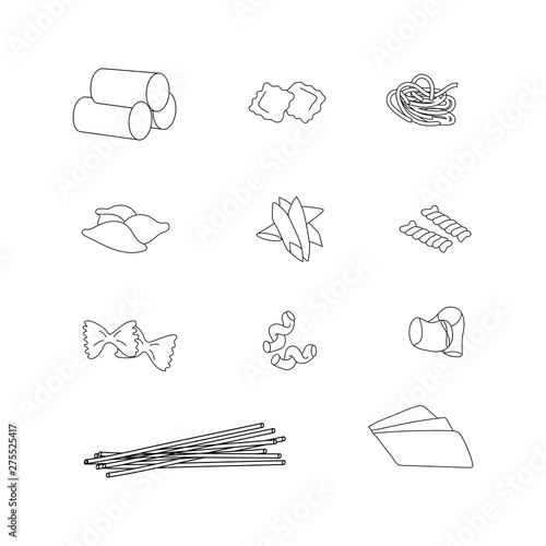 Sketch pasta vector set. Italian macaroni collection. Traditional italian food.