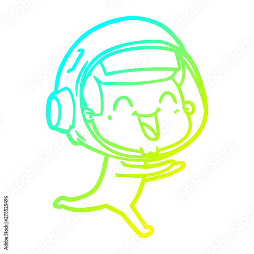 cold gradient line drawing happy cartoon astronaut