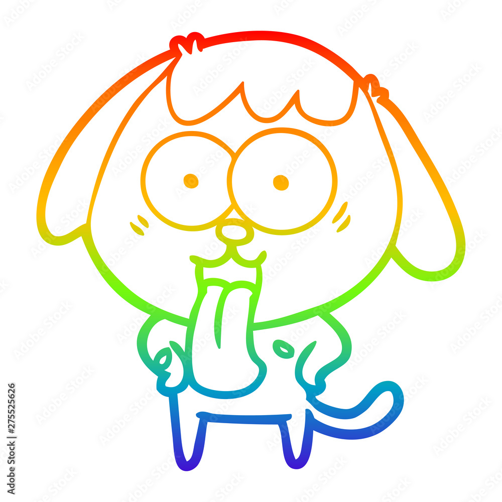 Obraz premium rainbow gradient line drawing cute cartoon dog