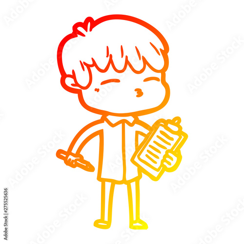 warm gradient line drawing cartoon curious boy