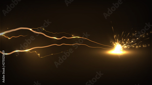 Spark after gold lightning explosion