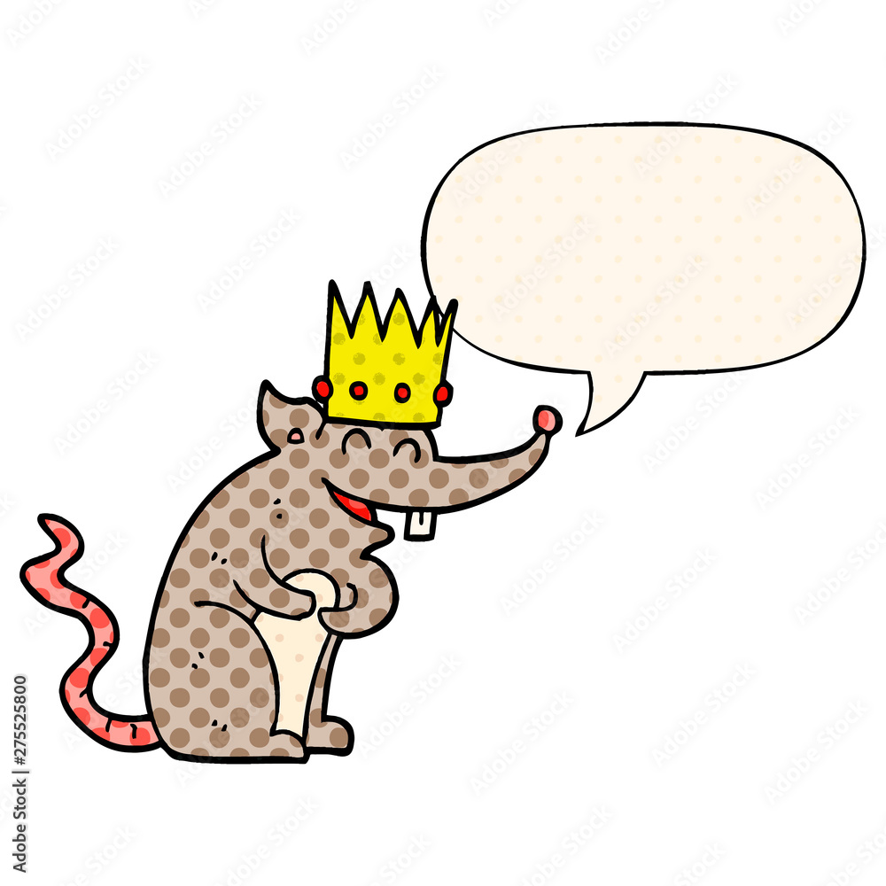 cartoon rat king laughing and speech bubble in comic book style cartoon rat king laughing and speech bubble in comic book style