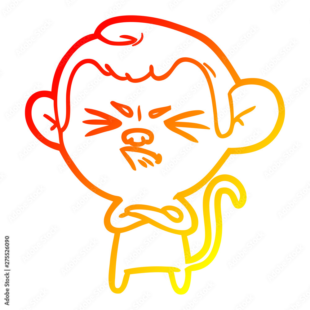 warm gradient line drawing cartoon angry monkey warm gradient line drawing cartoon angry monkey