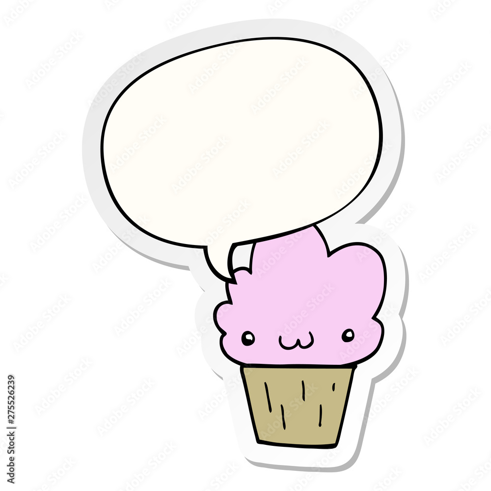 cartoon cupcake and face and speech bubble sticker cartoon cupcake and face and speech bubble sticker