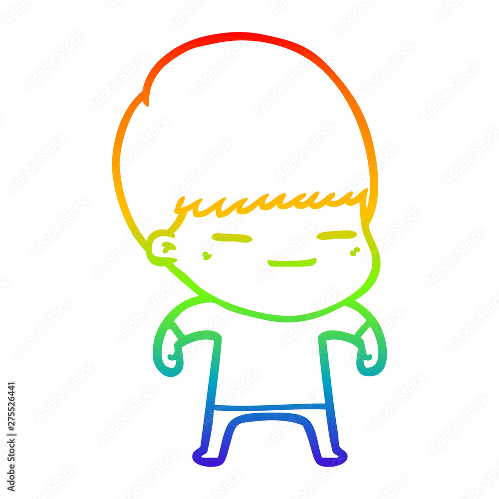 rainbow gradient line drawing cartoon smug boy