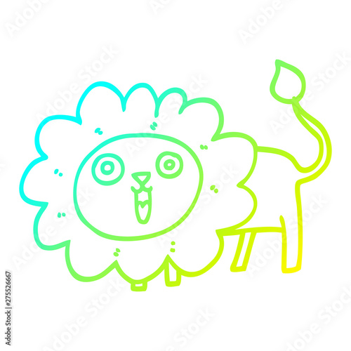Wallpaper Mural cold gradient line drawing cartoon happy lion Torontodigital.ca