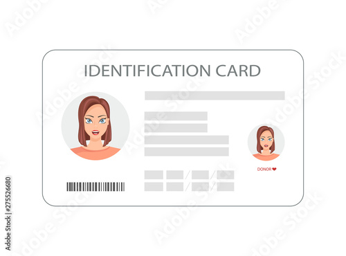Personal identification card. ID card, identification card, identity verification, person data.
