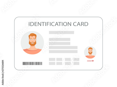 Personal identification card. ID card, identification card, identity verification, person data.