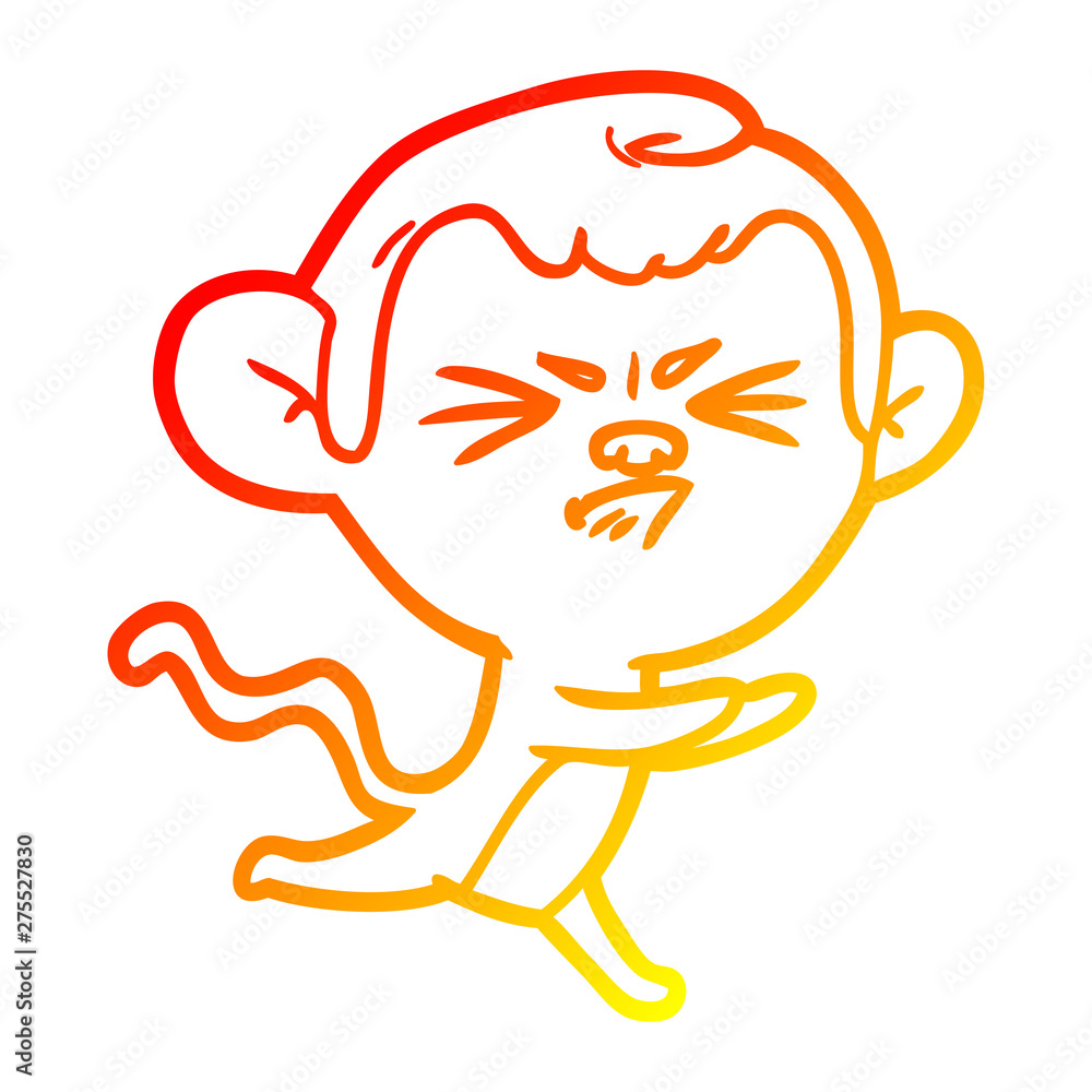 warm gradient line drawing cartoon annoyed monkey warm gradient line drawing cartoon annoyed monkey