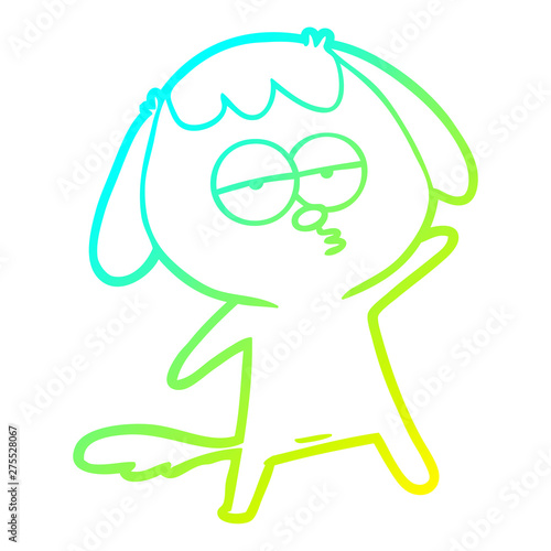 cold gradient line drawing cartoon bored dog