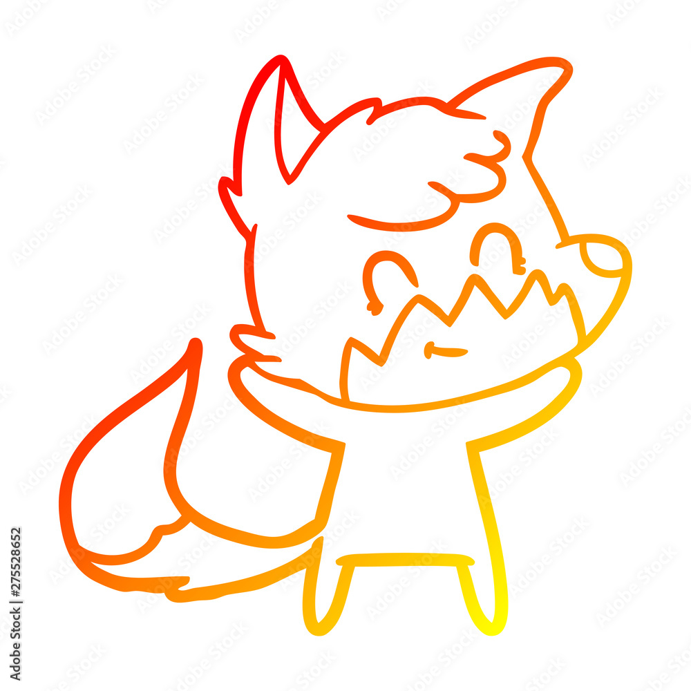 warm gradient line drawing cartoon friendly fox warm gradient line drawing cartoon friendly fox