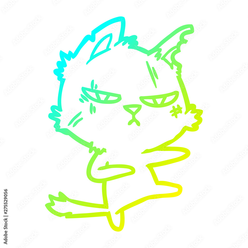 cold gradient line drawing tough cartoon cat cold gradient line drawing tough cartoon cat