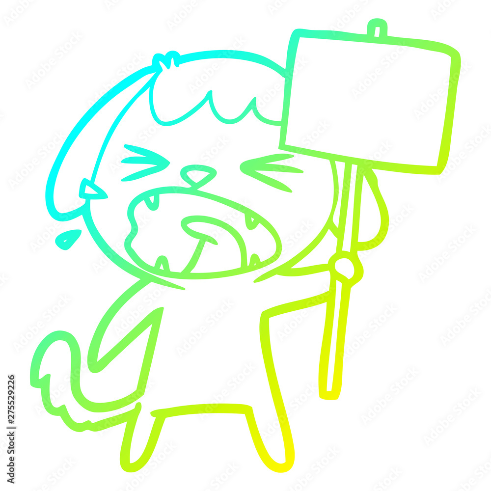 cold gradient line drawing cute cartoon dog barking cold gradient line drawing cute cartoon dog barking