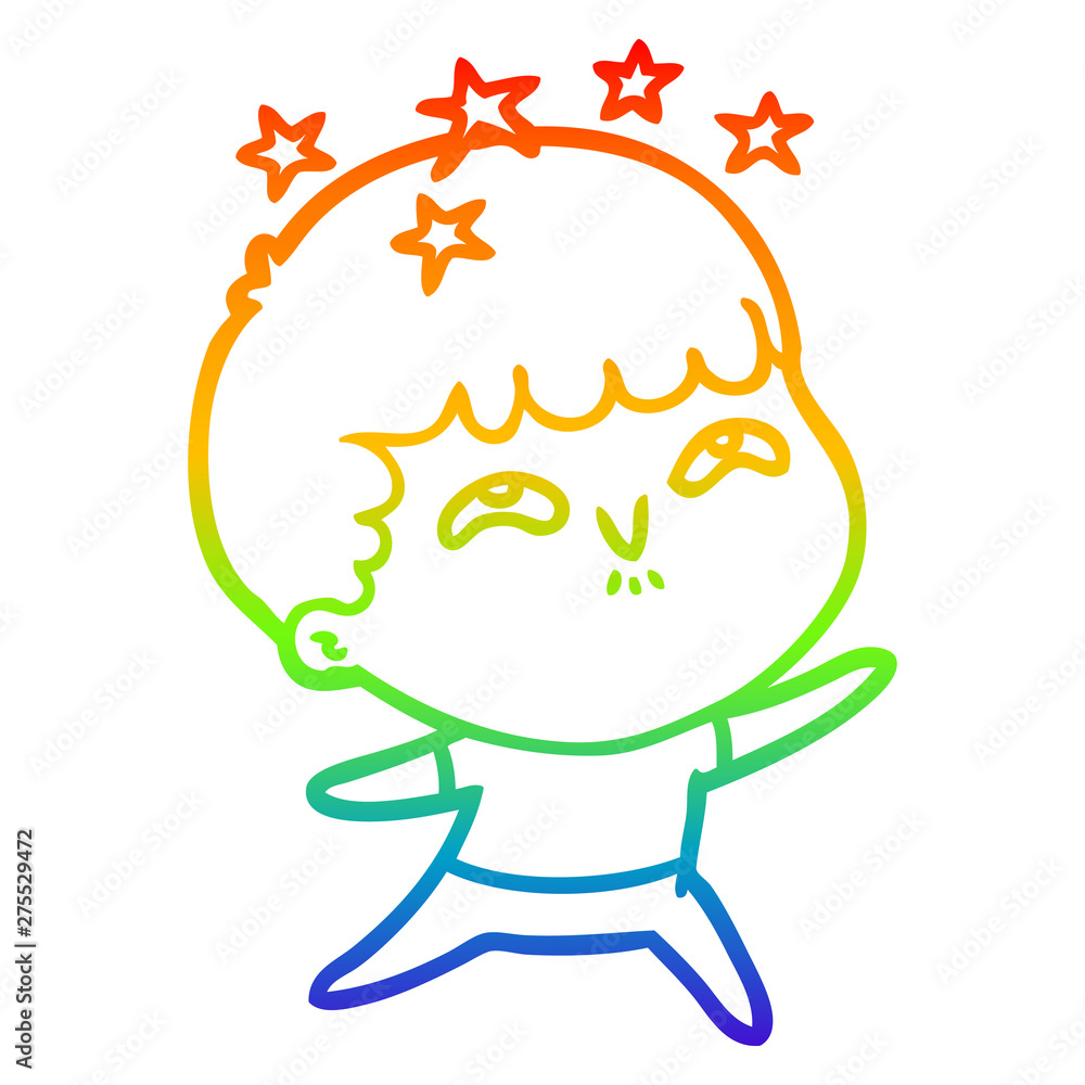 rainbow gradient line drawing cartoon amazed boy rainbow gradient line drawing cartoon amazed boy