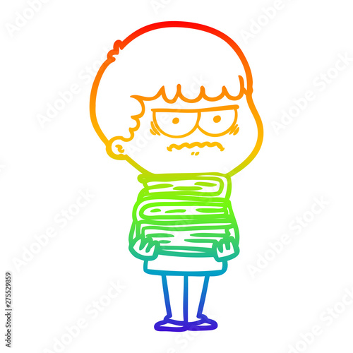 rainbow gradient line drawing cartoon annoyed man